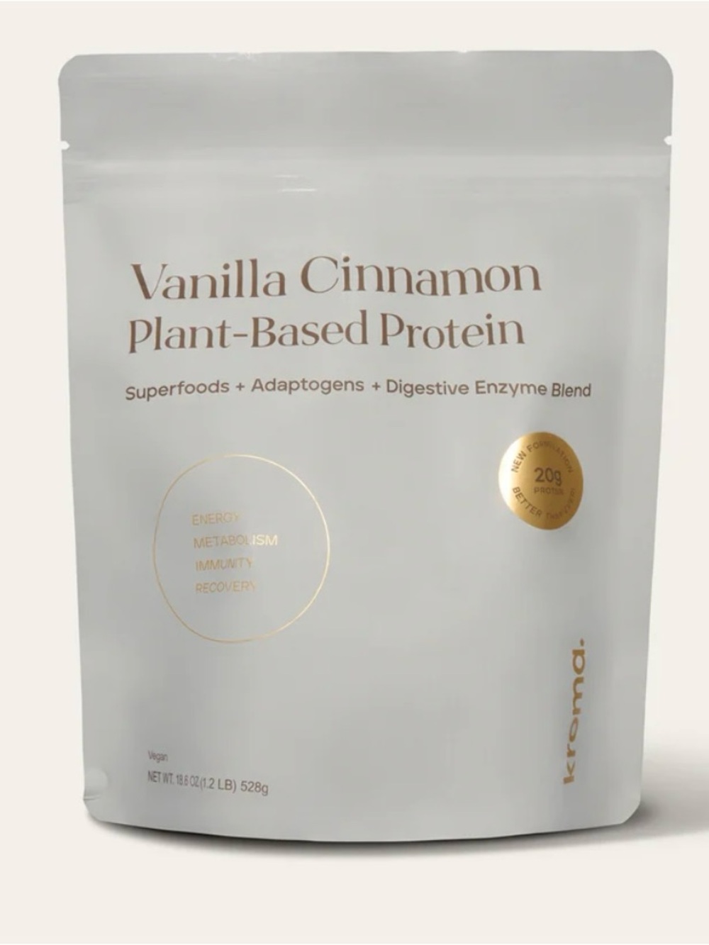 K. Vanilla Cinnamon Plant-Based Protein Pouch - White & Gold